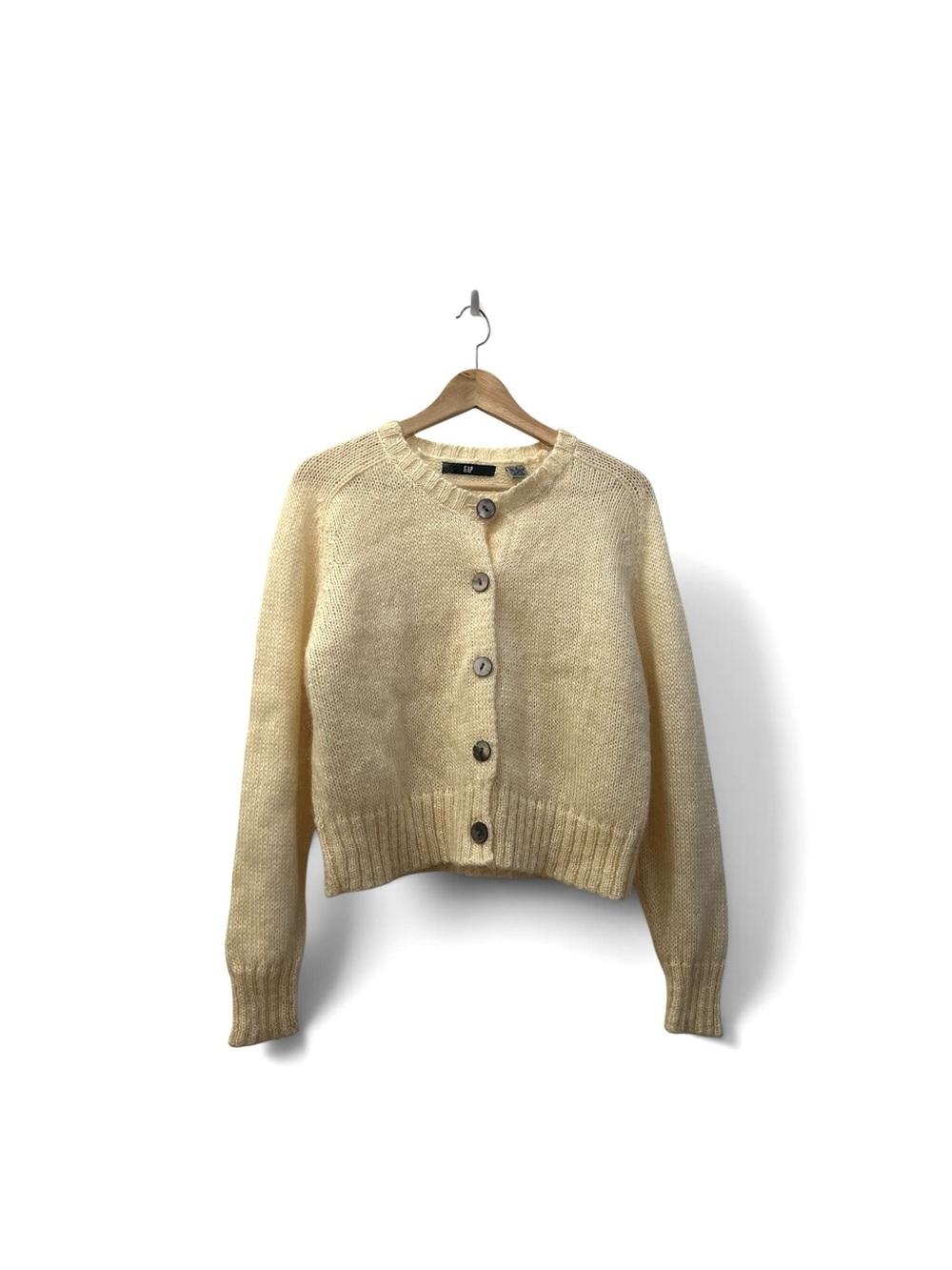 Vintage 90s GAP Mohair Blend Cropped Cardigan - Cream- Size S